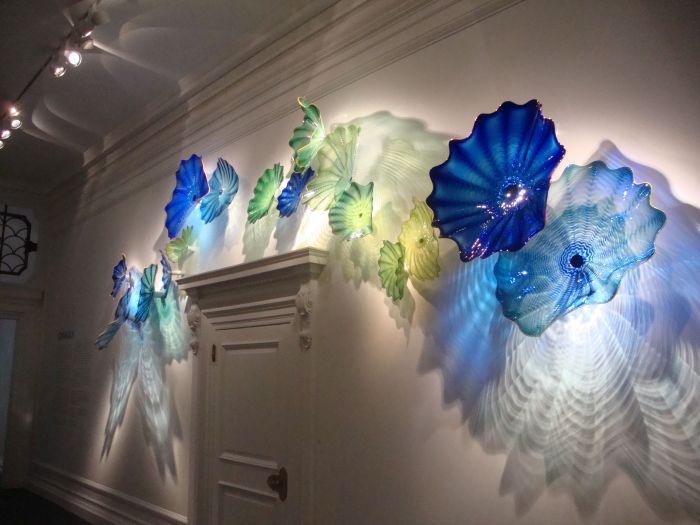 Wall glass blown plates hand chihuly decor decoration spa flower murano color blue crystal creative style stylish luxury sea hanging