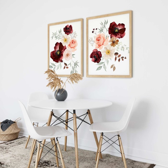 Burgundy wall art decor