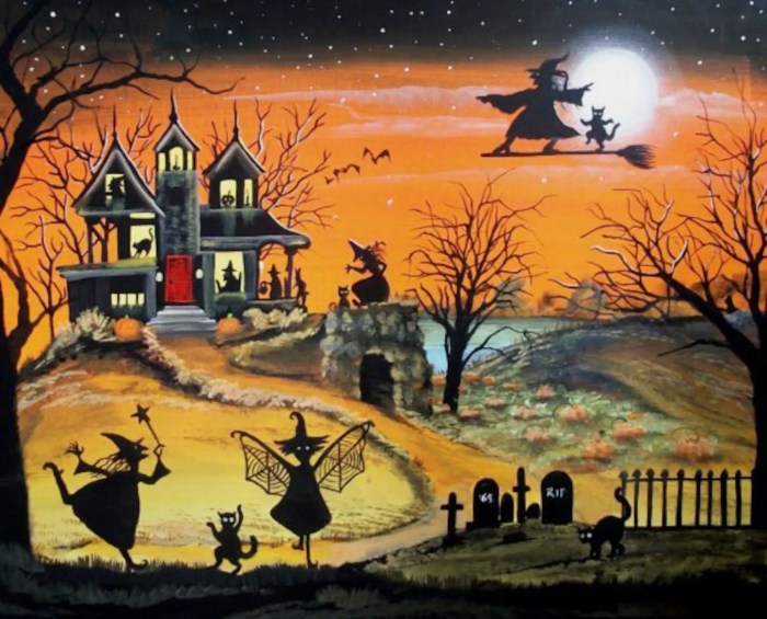 Folk art halloween decor